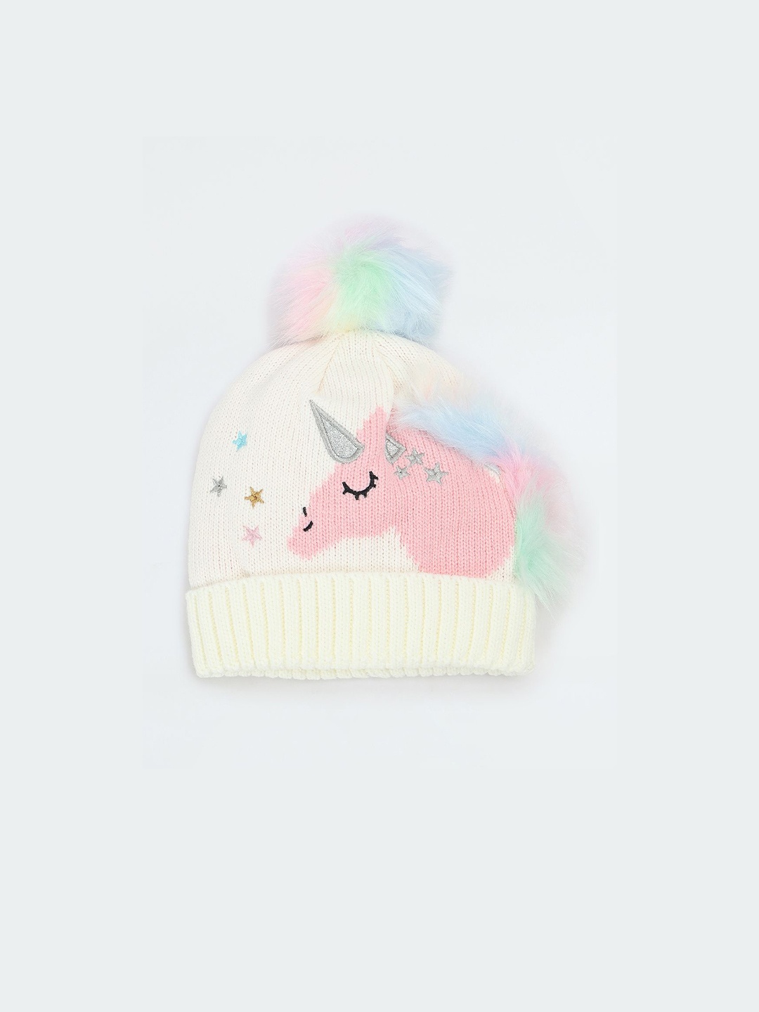 

max Girls Embroidered Winter Beanie, White