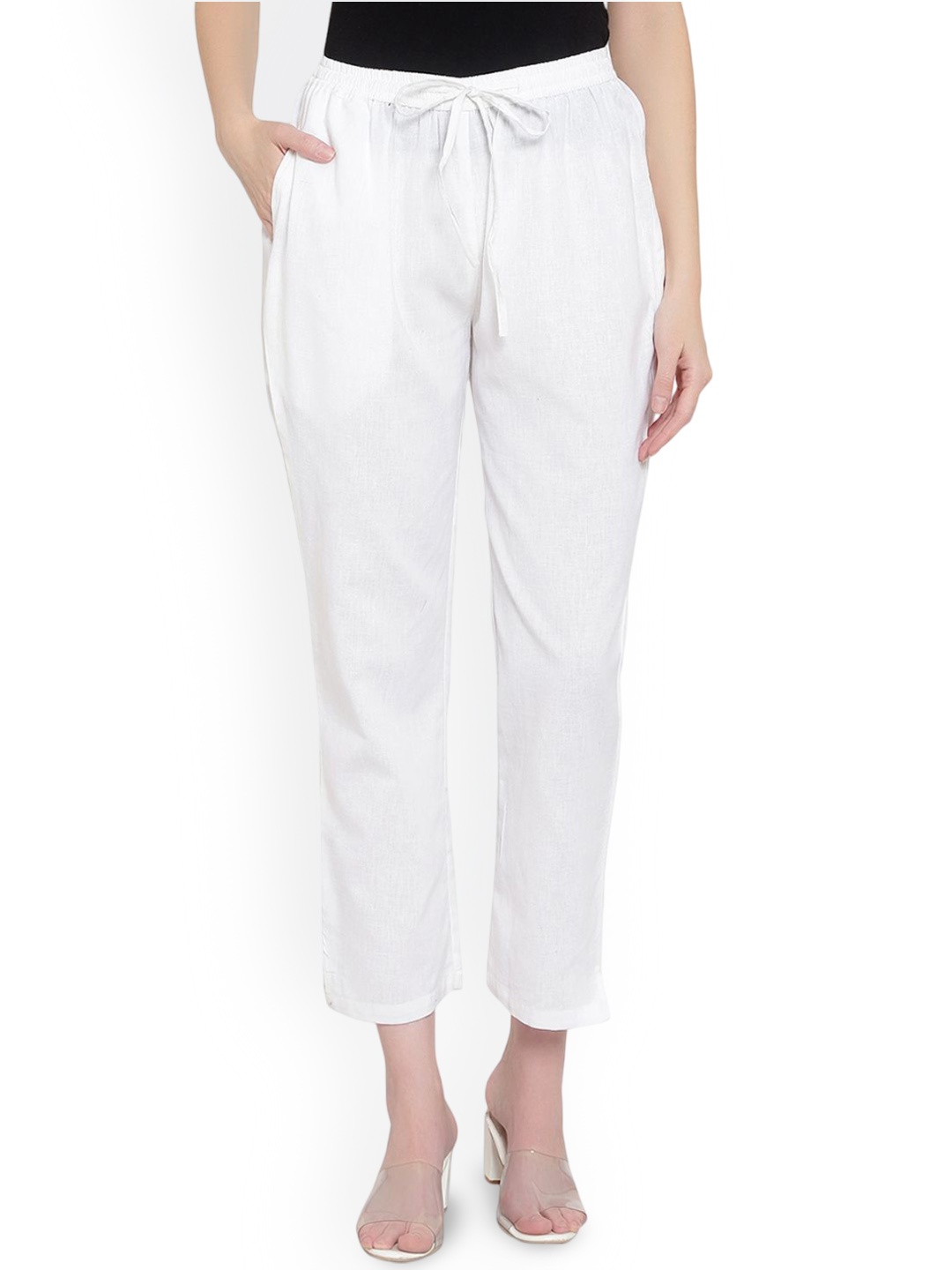 

Alakh Creation Women Relaxed Regular Fit Trousers, White
