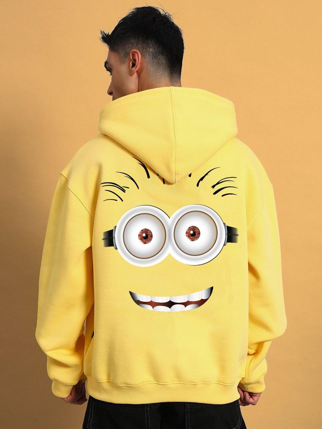 

WEARDUDS Men Printed Hooded Pullover Sweatshirt, Yellow