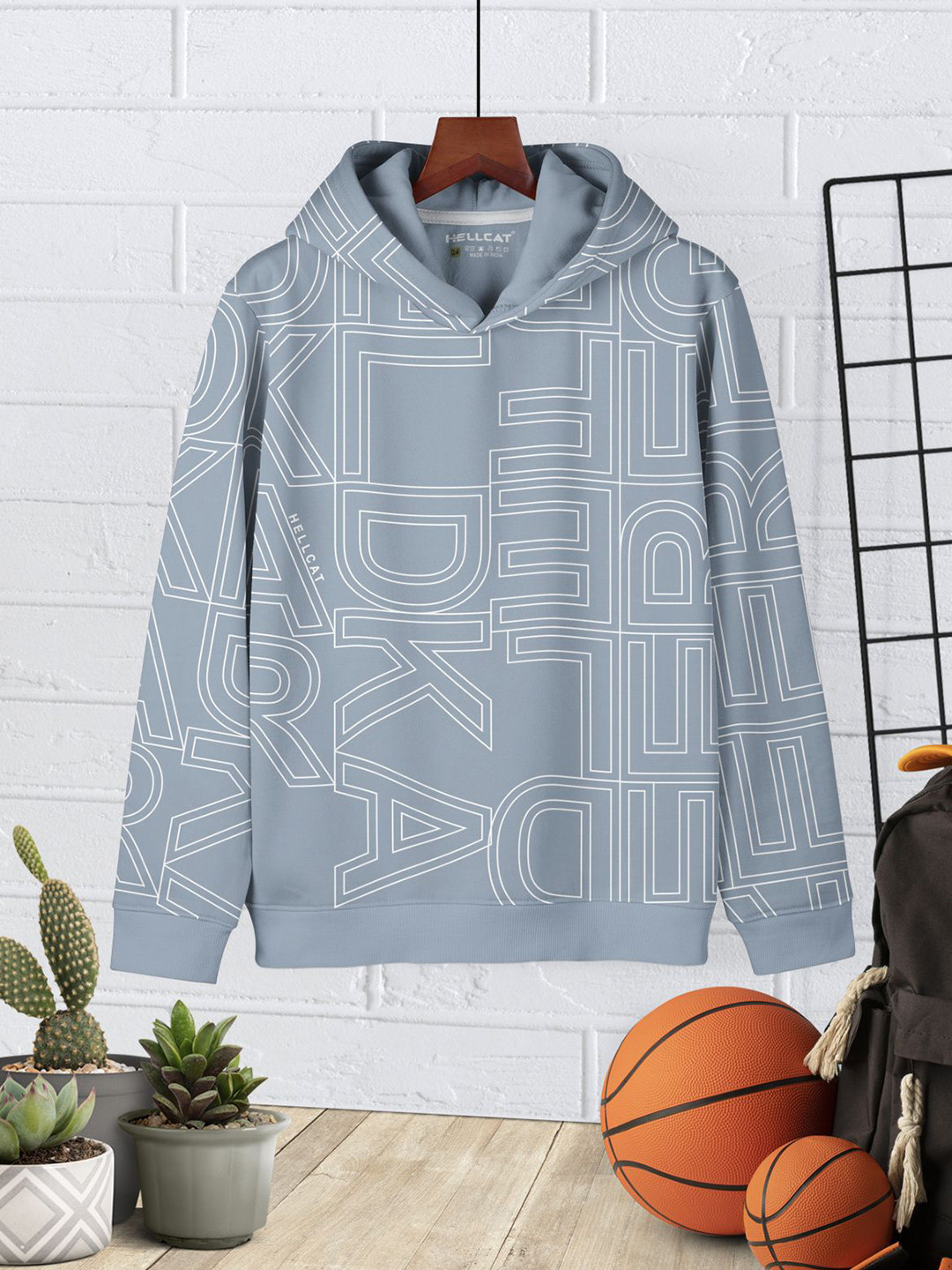 

HELLCAT Boys Printed Hooded Sweatshirt, Grey
