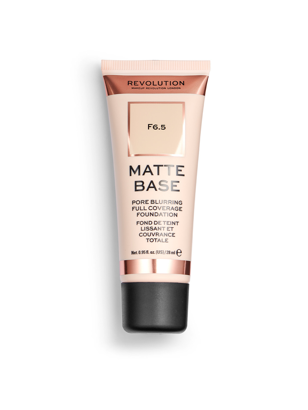 

Makeup Revolution London Matte Base Pore Blurring Full Coverage Foundation 28ml-Shade F6.5, Beige
