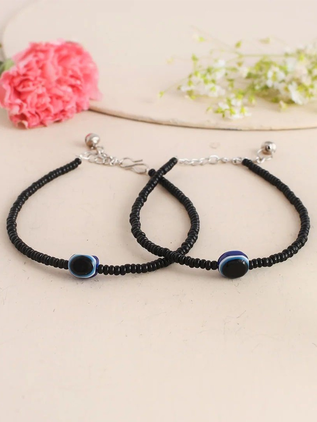 

HIGH TRENDZ Silver-Plated Beaded Anklets