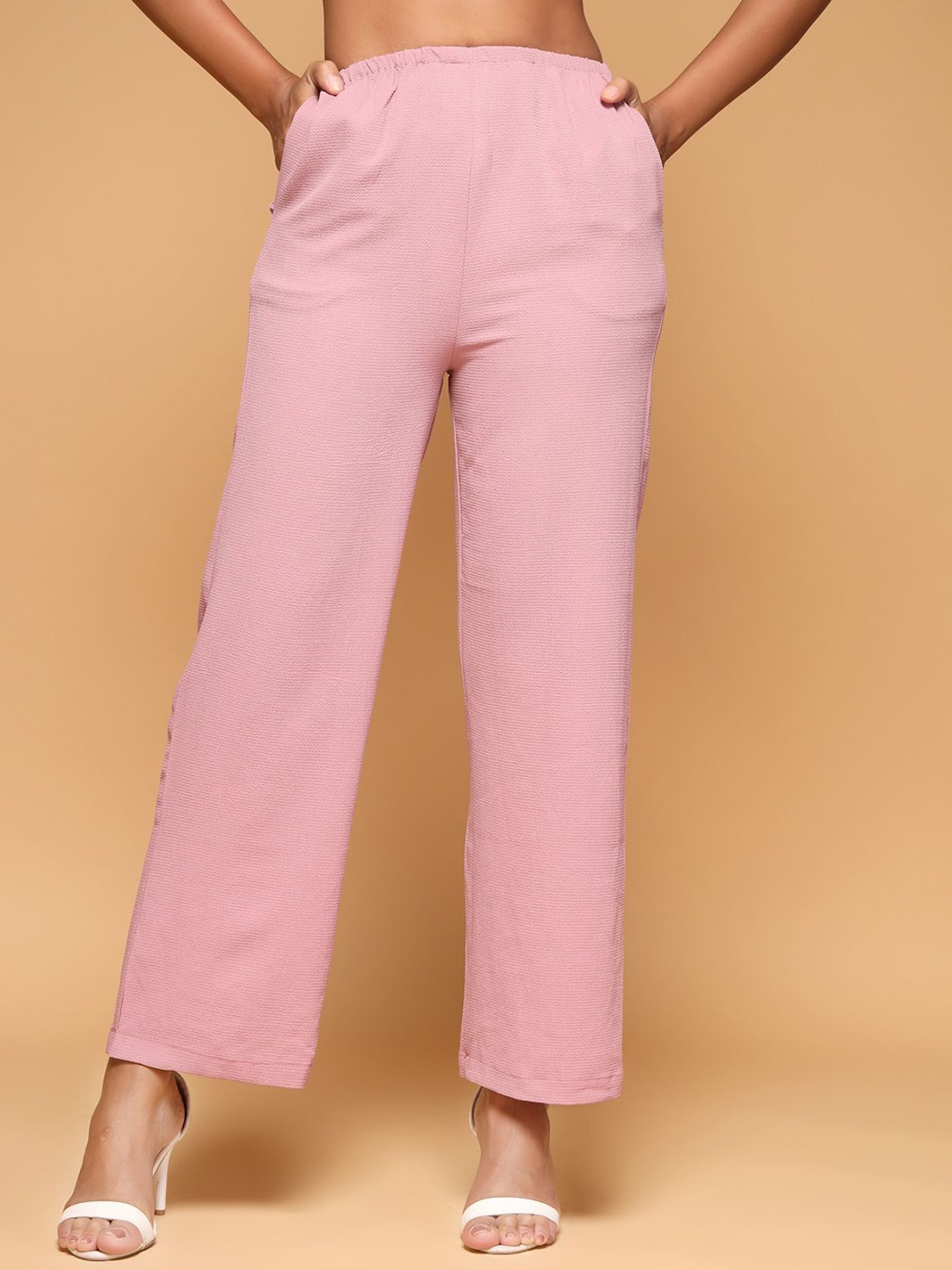 

KATLINE Women Relaxed Fit Straight Leg Trouser, Pink