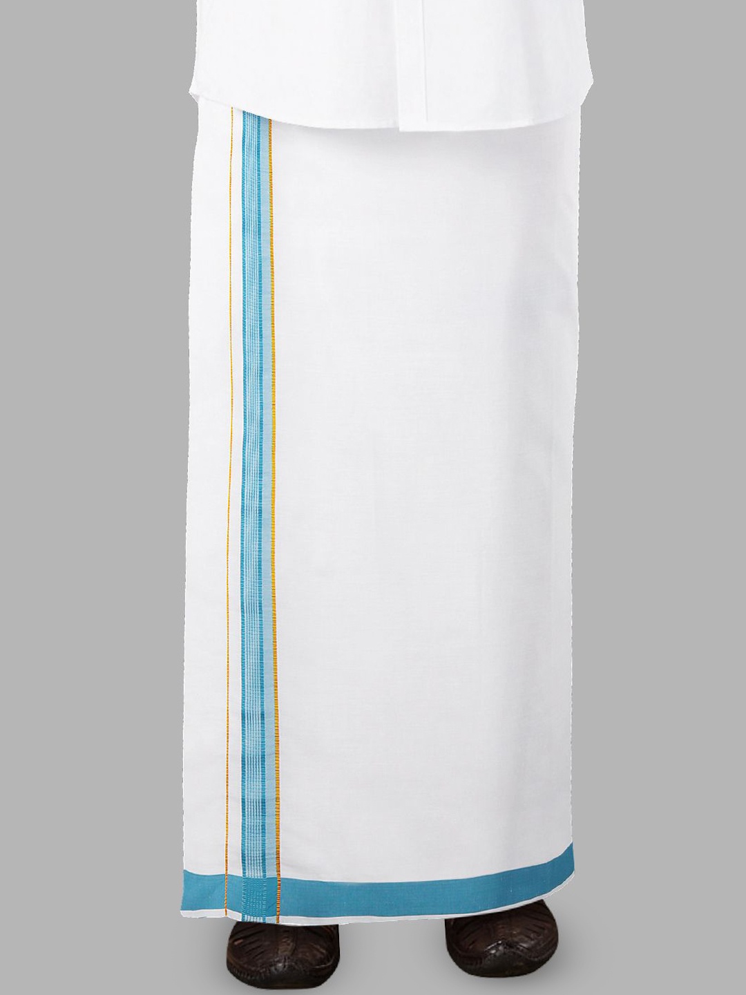

Ramraj Men Adjustable Pocket Dhoti with Fancy Border, White