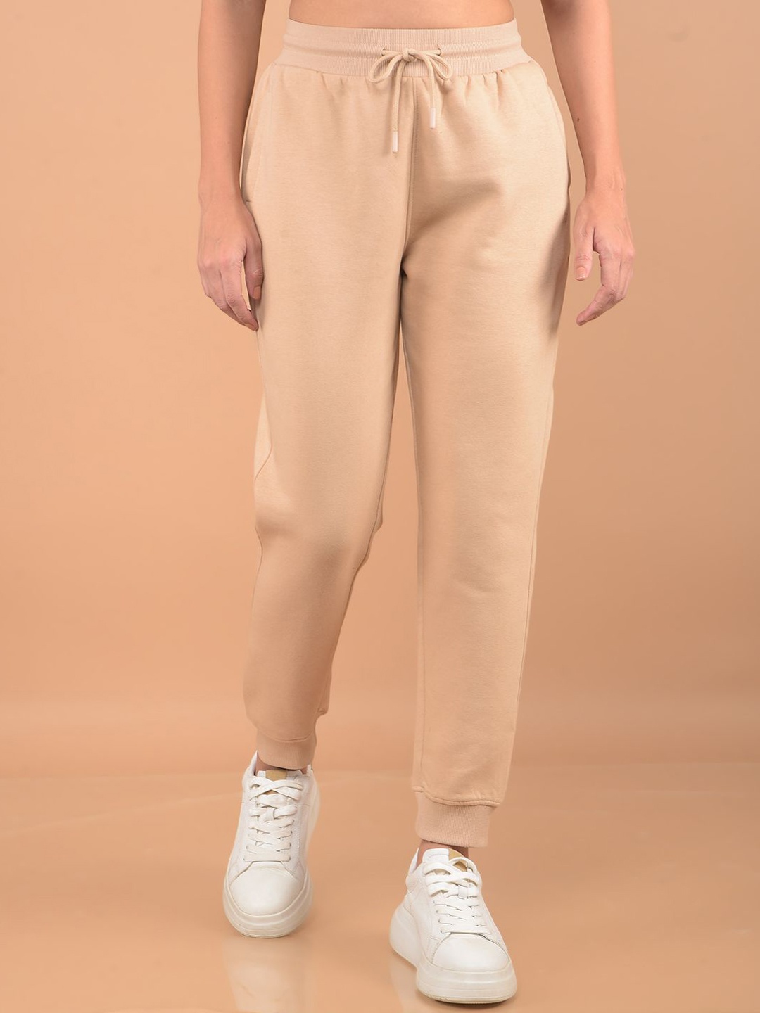 

Crimsoune Club Women Cotton High-rise Joggers, Beige