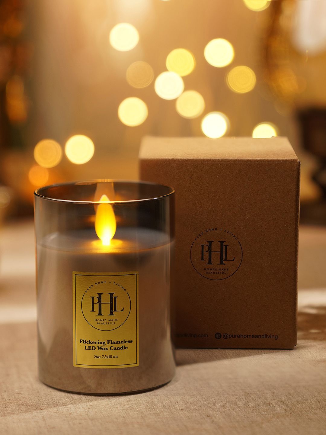 

Pure Home and Living Grey LED Flickering Flame Pillar Candle