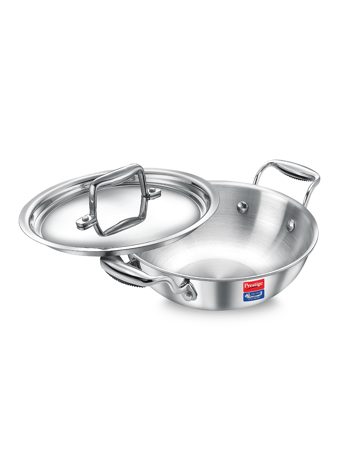 

Prestige Silver-Toned Induction Base Tri-Ply Stainless Steel Kadhai and Wok