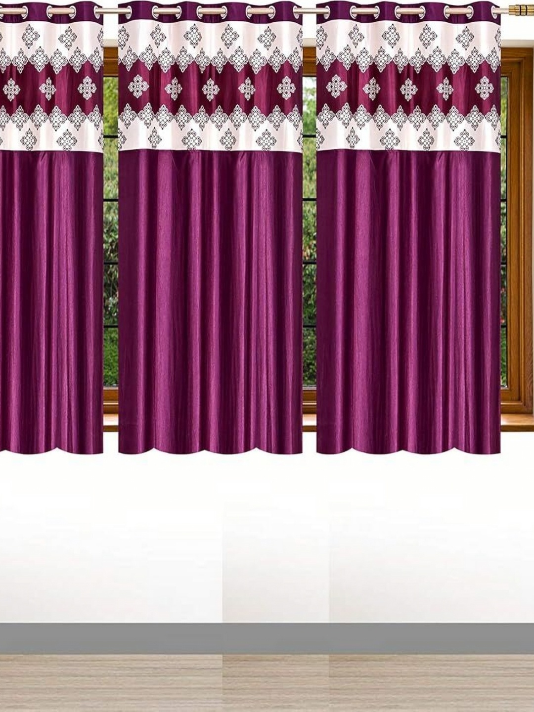 

Lunar Days Purple Set of 4 Floral Room Darkening Window Curtain