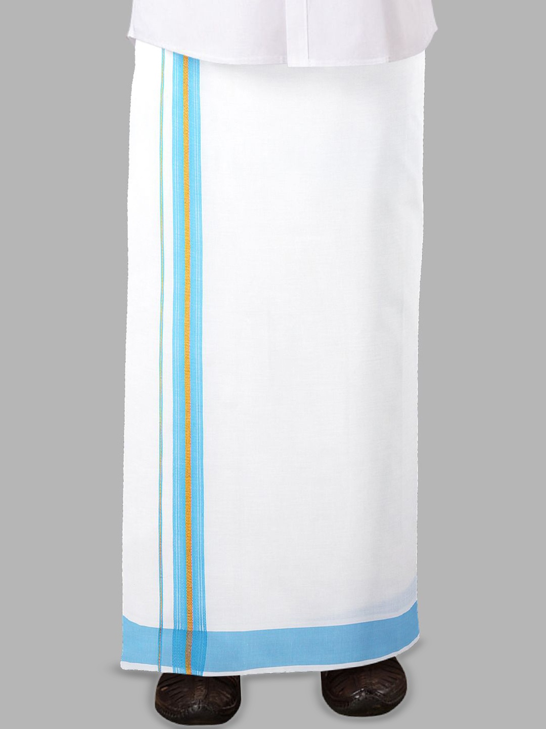 

Ramraj Men Fancy Border Cotton Dhotis With Adjustable Pocket, White