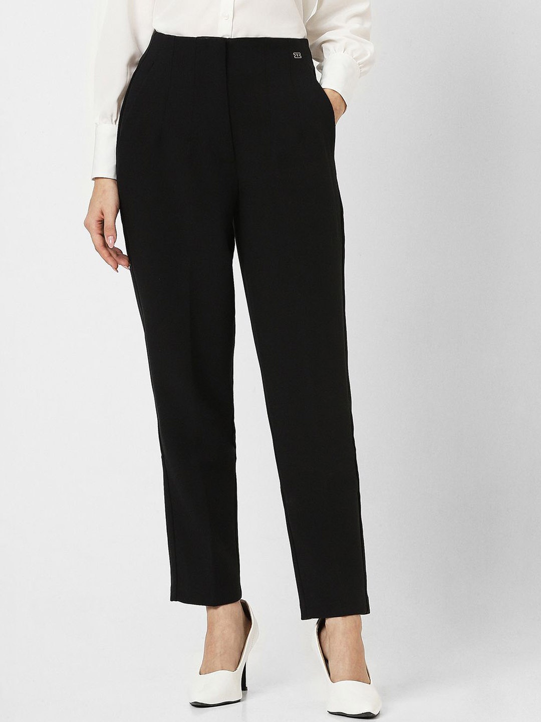 

Van Heusen Woman Women High-Rise Slim Fit Formal Trousers, Black