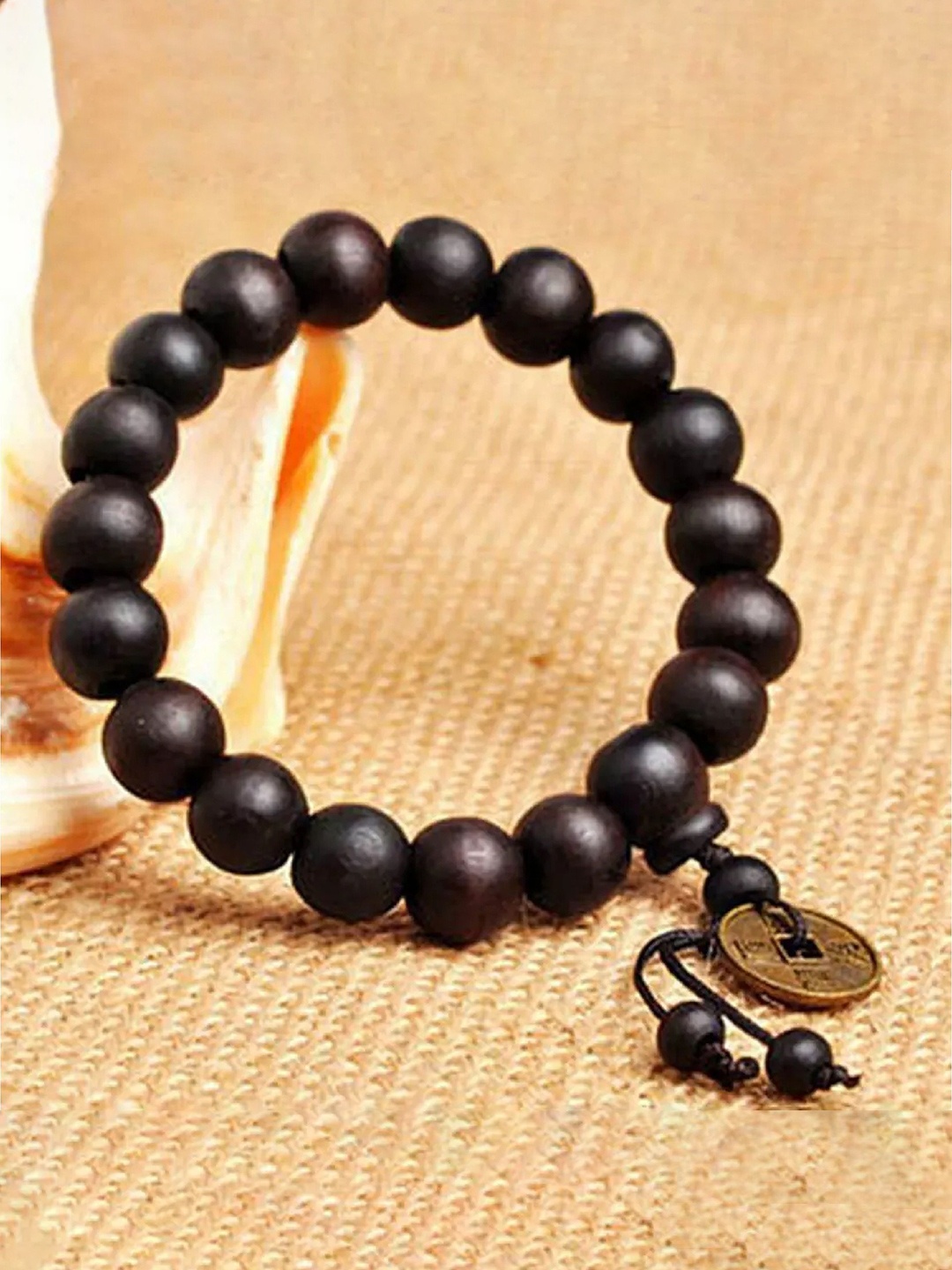 

RUHI COLLECTION Men Wood Tibetan Beaded Elasticated Bracelet, Black