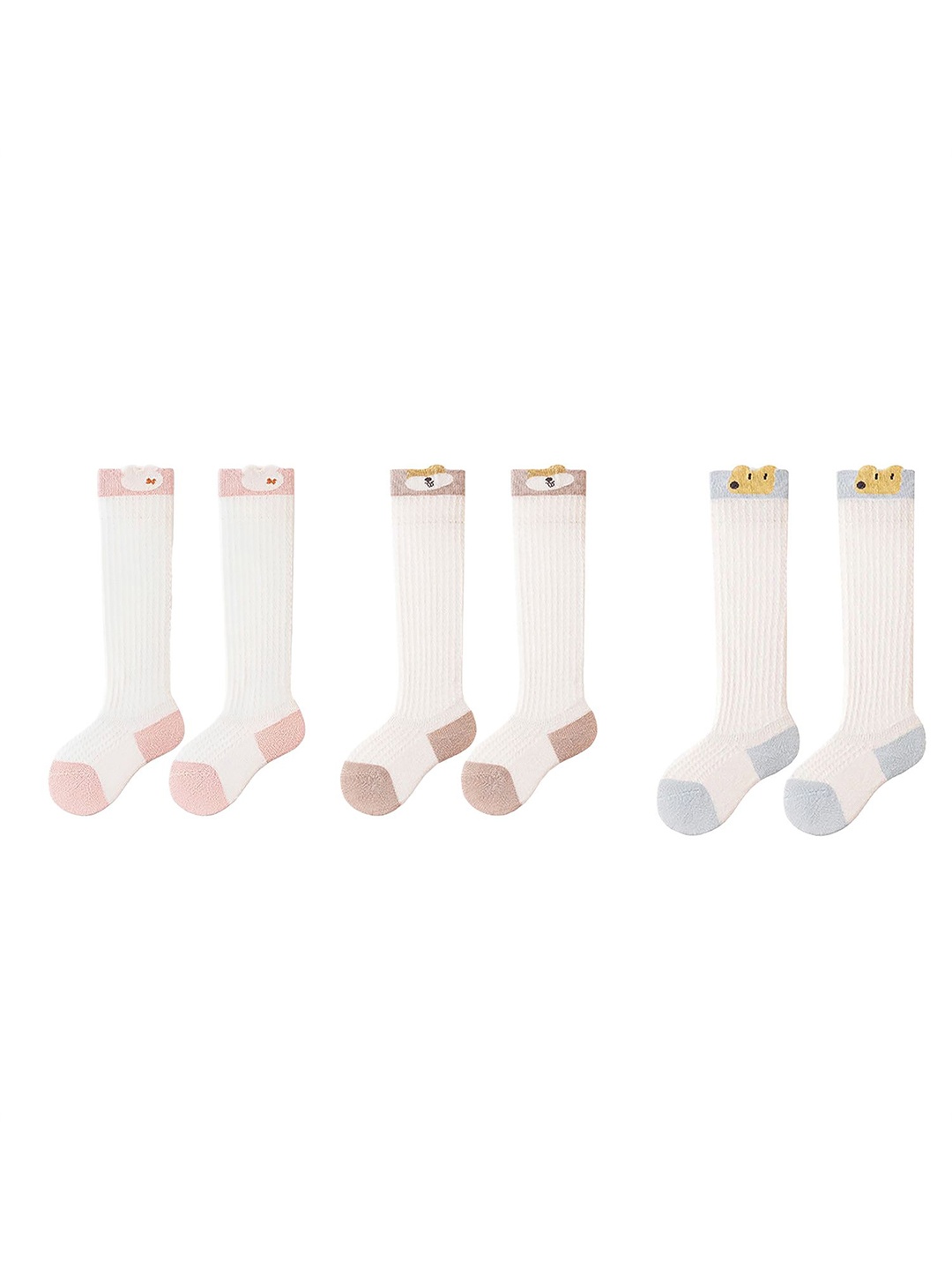 

SYGA Kids Pack Of 3 Above Knee Length Cotton Socks, Pink