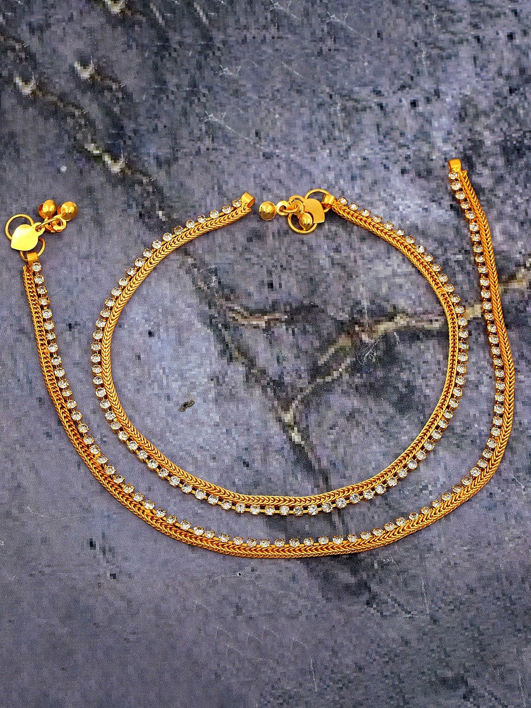 

MEMOIR Gold-Plated CZ Studded Anklet
