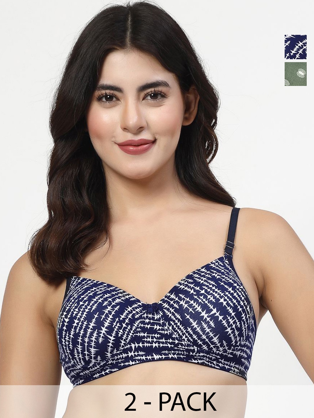 

Docare Women Abstract Printed Full Coverage Lightly Padded Bra, Navy blue