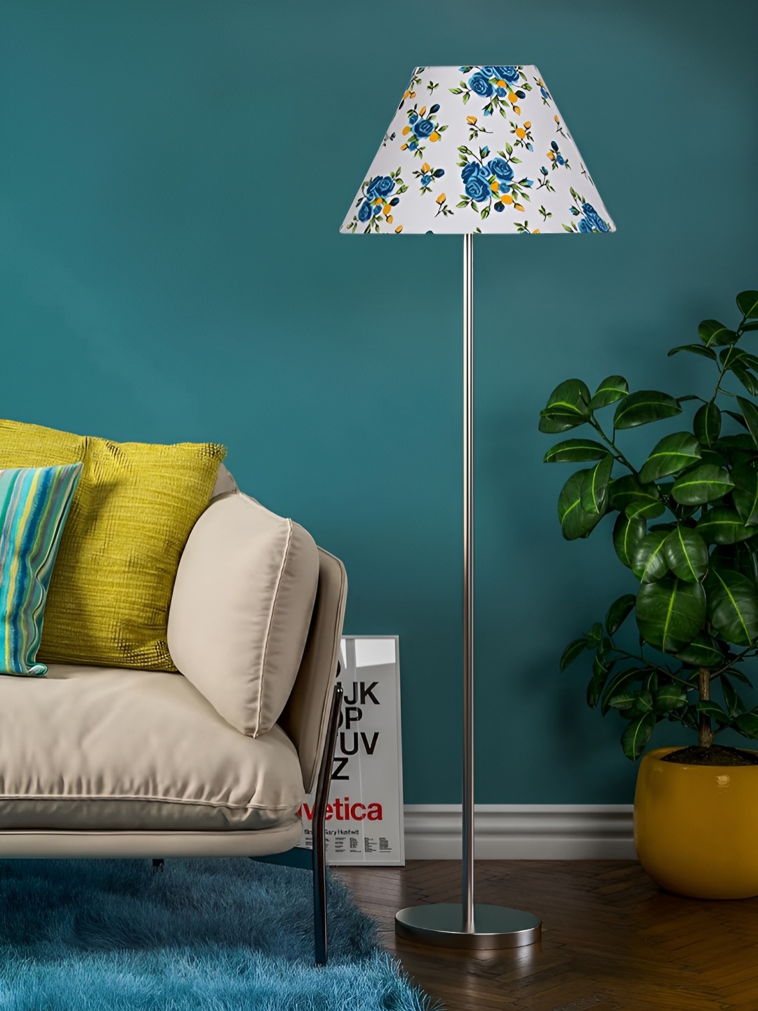 

Devansh White & Blue Floral Printed Self Assembly Floor Lamps