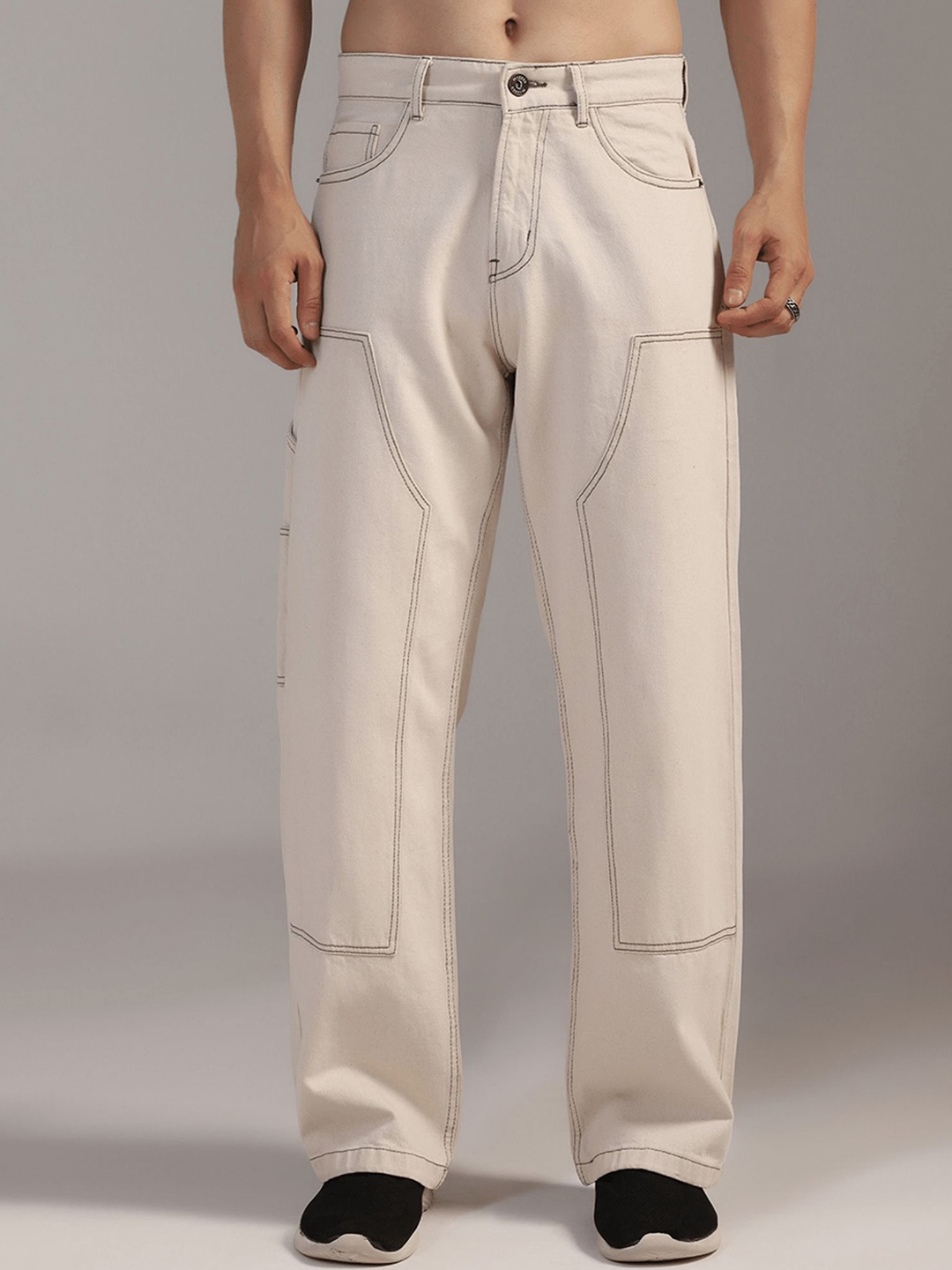 

DI LUSSO Men Mid-Rise Straight Fit Jeans, Off white