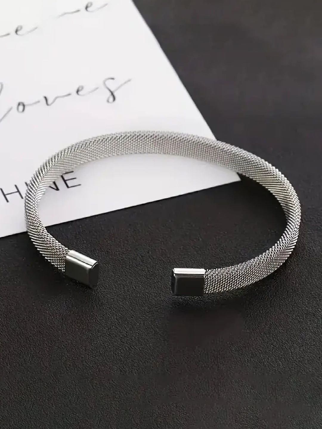 

RUHI COLLECTION Men Silver-Plated Stainless Steel Twisted Wire Cuff Bracelet