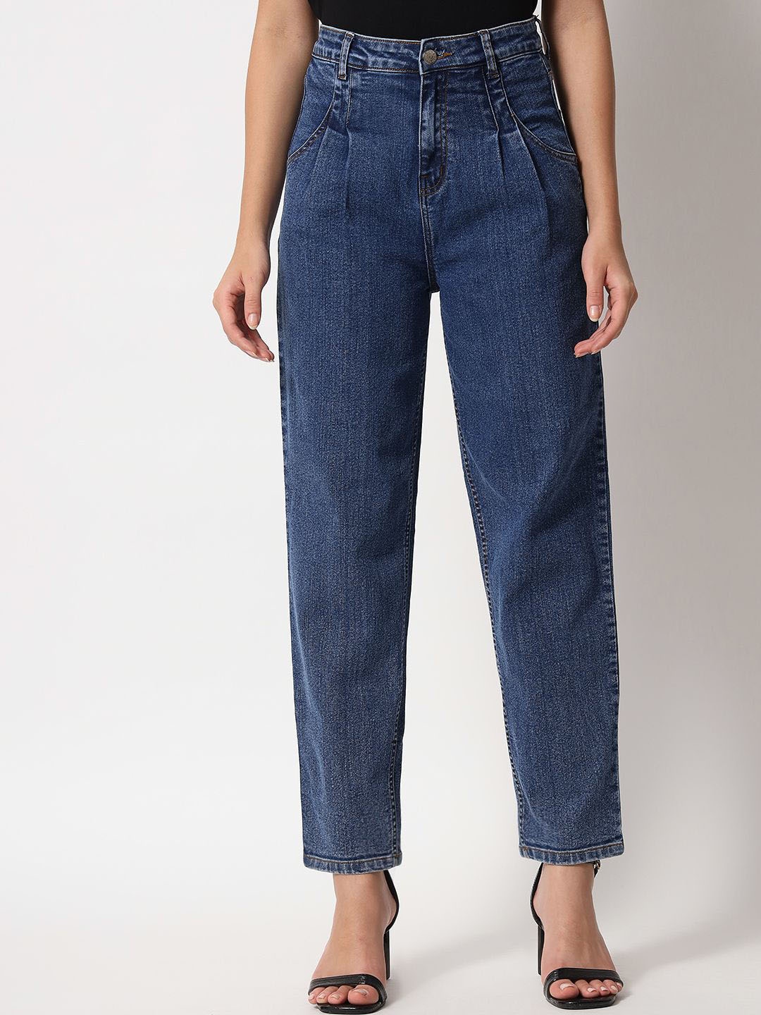 

Stylecast X Kotty Women Relaxed Fit High-Rise Jeans, Blue