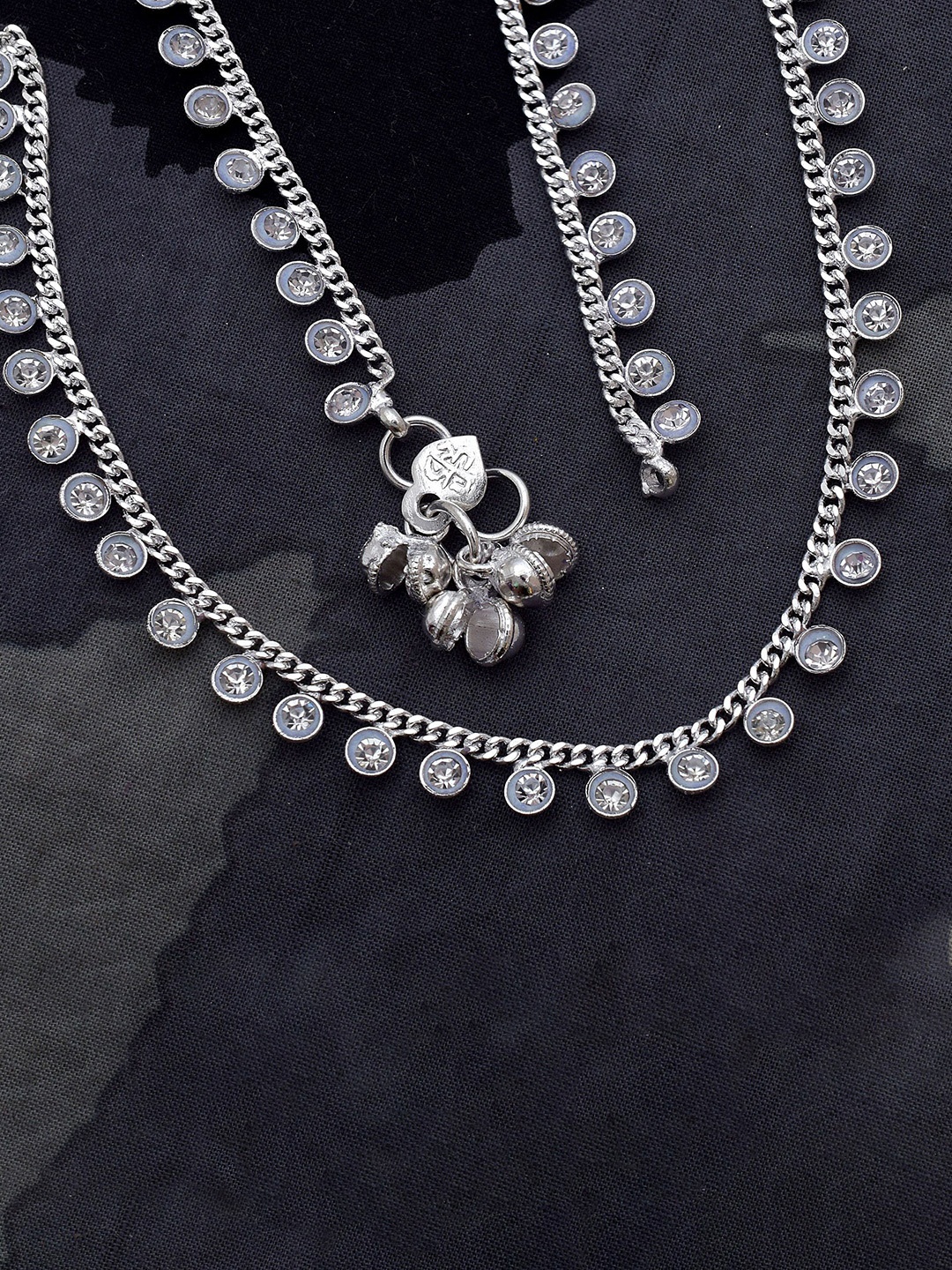 

MEMOIR Silver-Plated CZ Studded Anklet