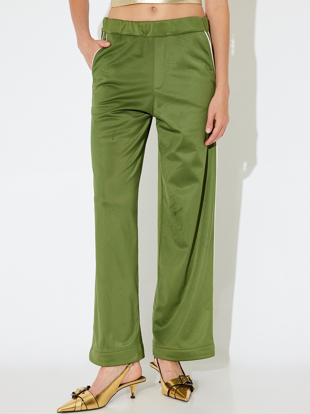 

Koton Women Regular Fit Slip-On Trousers, Green
