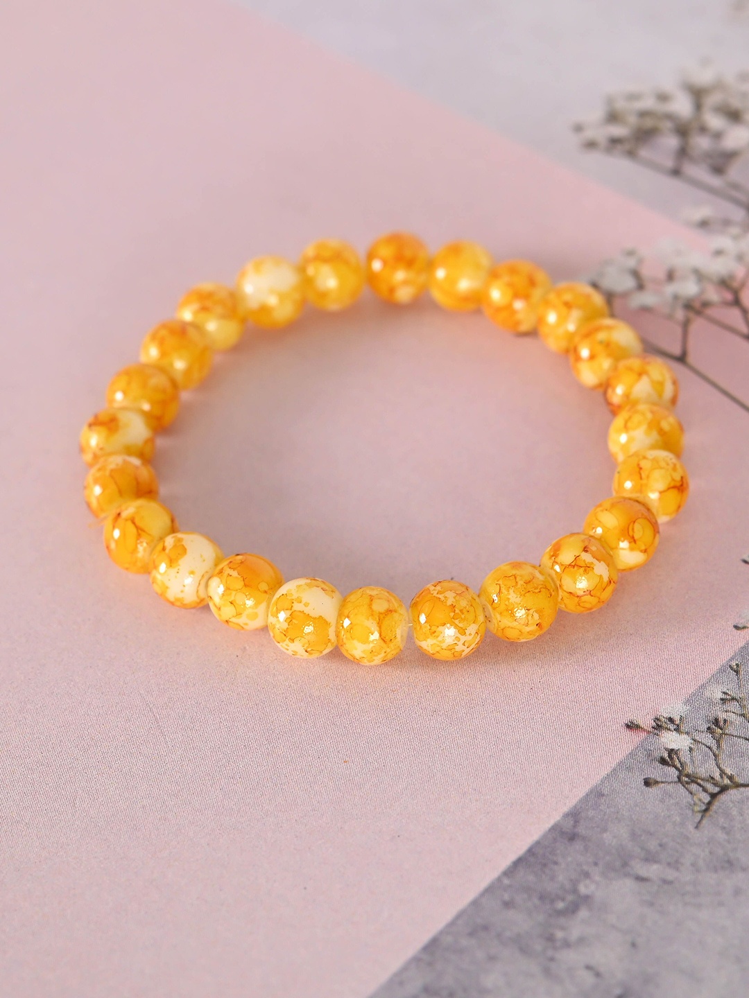 

NVR Unisex Beaded Elasticated Bracelet, Yellow