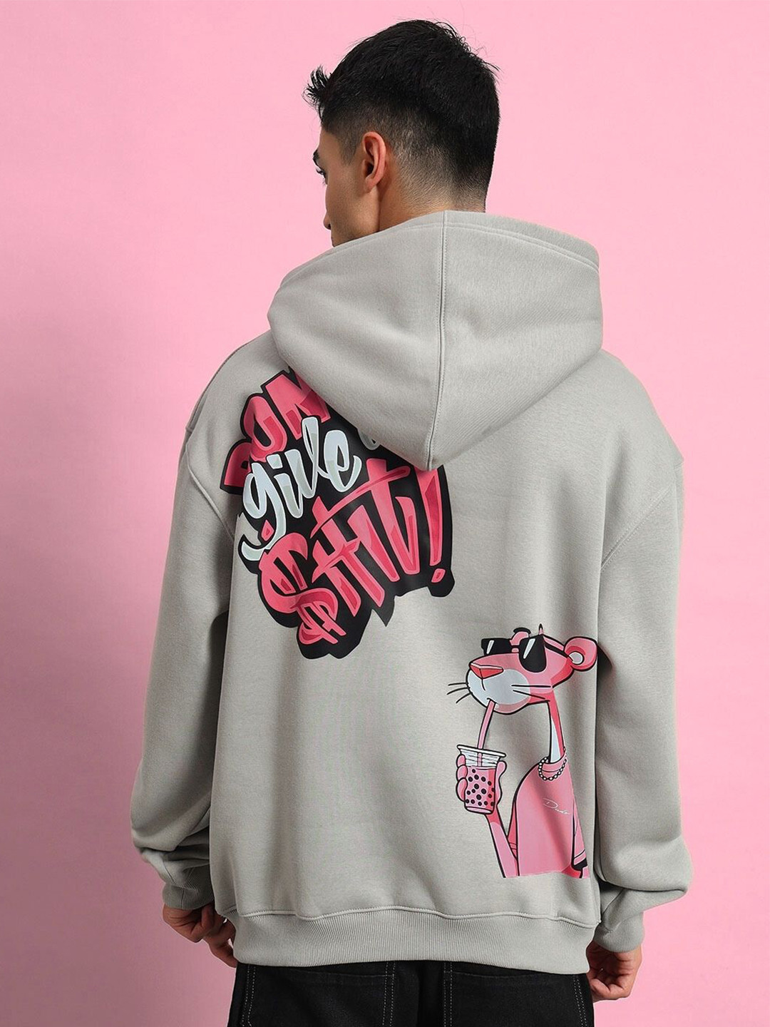 

WEARDUDS Men Printed Hooded Pullover Sweatshirt, Grey