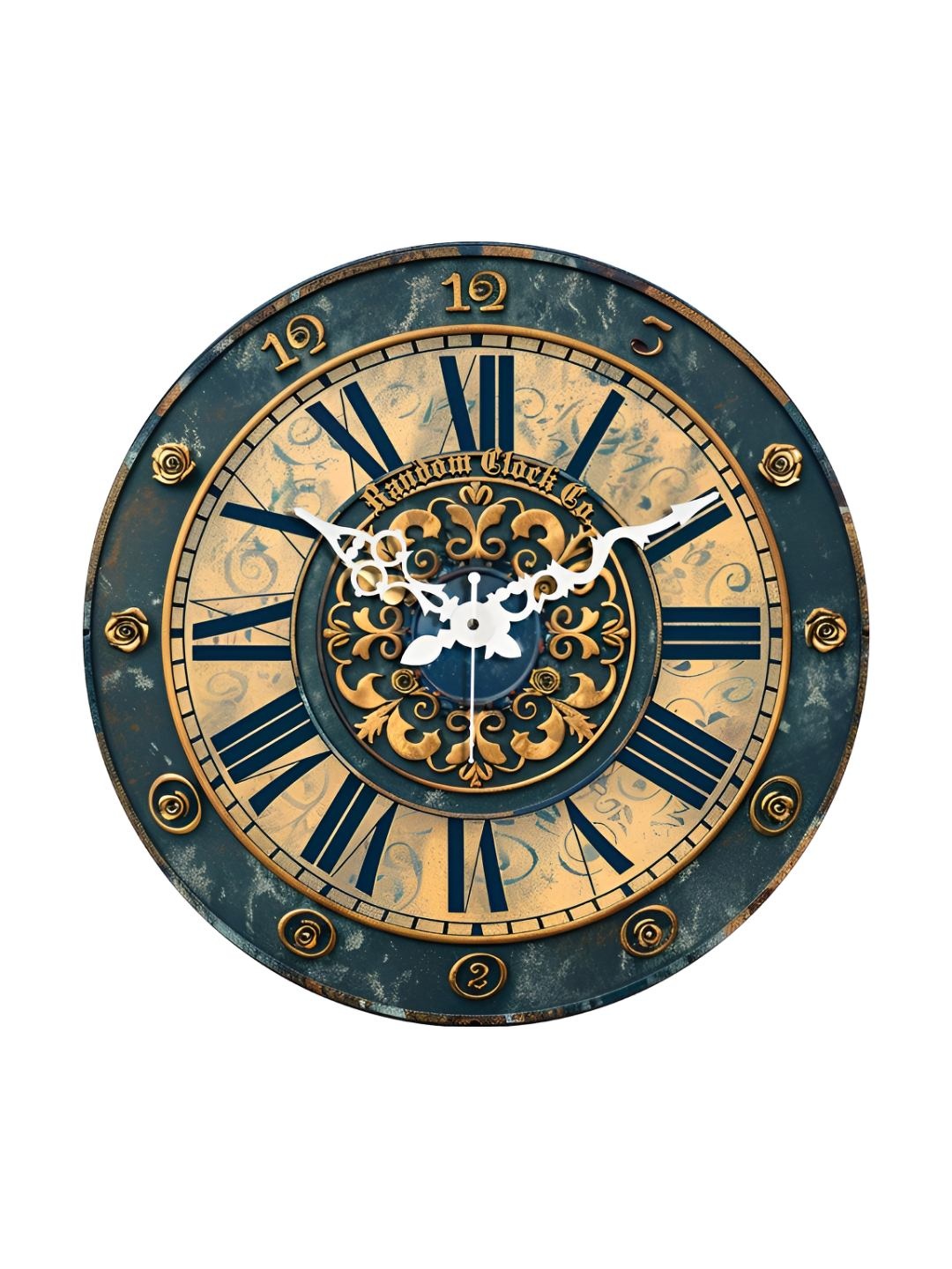 

RANDOM Printed Round Shaped Sweep Silent Movement Contemporary Wall Clock, Blue