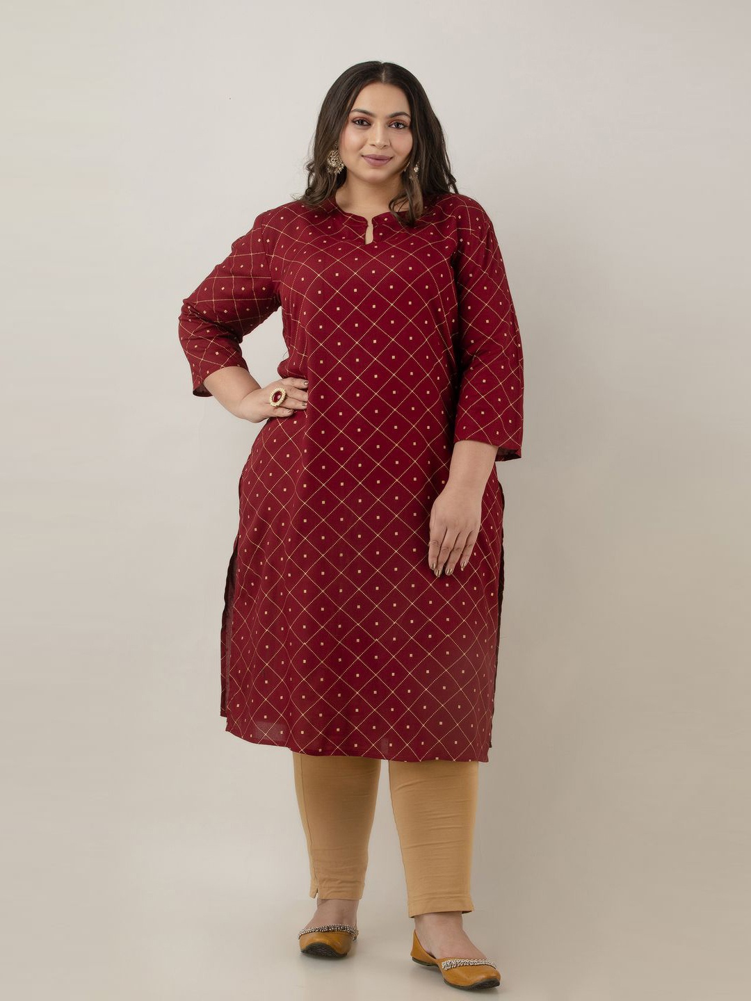 

Fashion Zest Geometric Printed Regular Straight Kurta, Maroon
