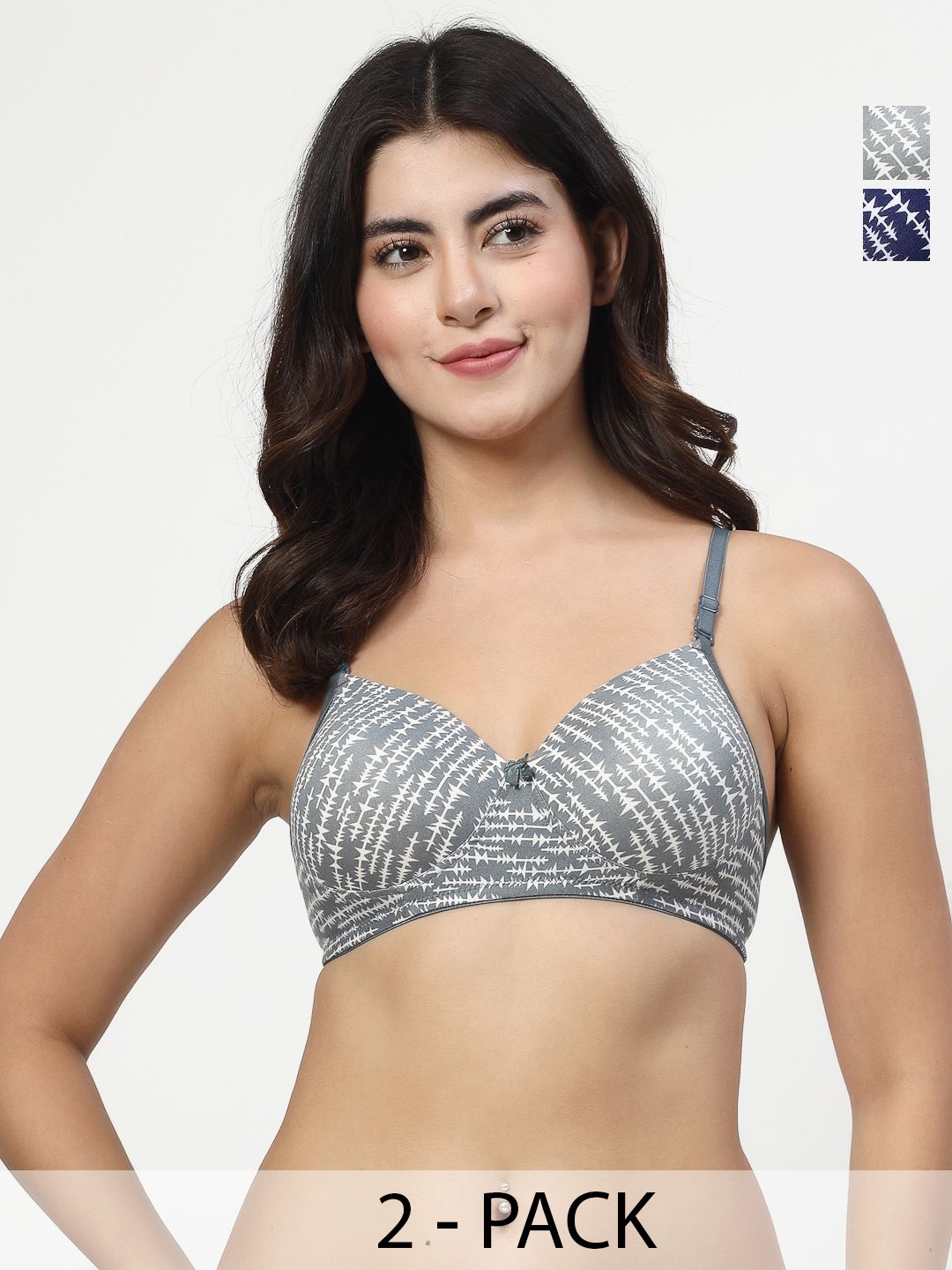 

Docare Pack Of 2 Full Coverage Underwired Lightly Padded Push-Up Bra, Grey