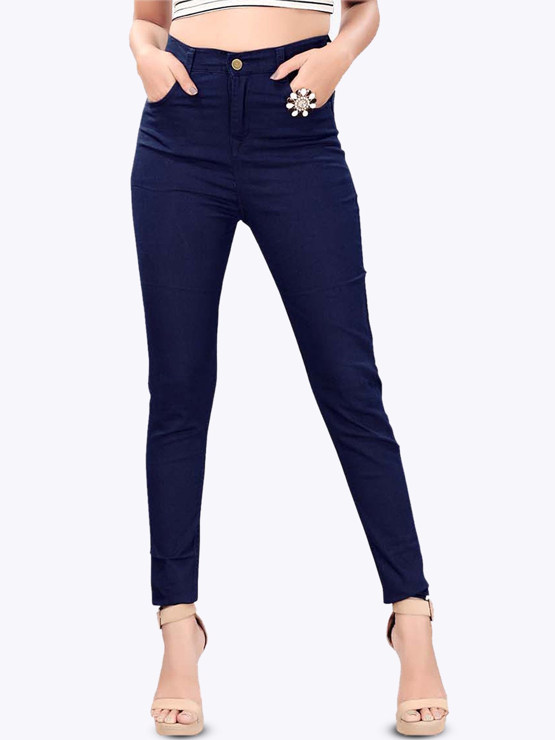 

MM-21 Women Jean Cotton Skinny Fit High-Rise Stretchable Jeans, Navy blue