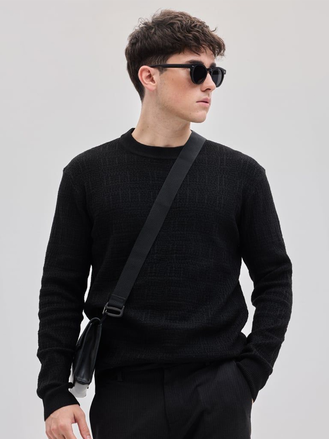 

Snitch Men Cable Knit Pullover Sweaters, Black