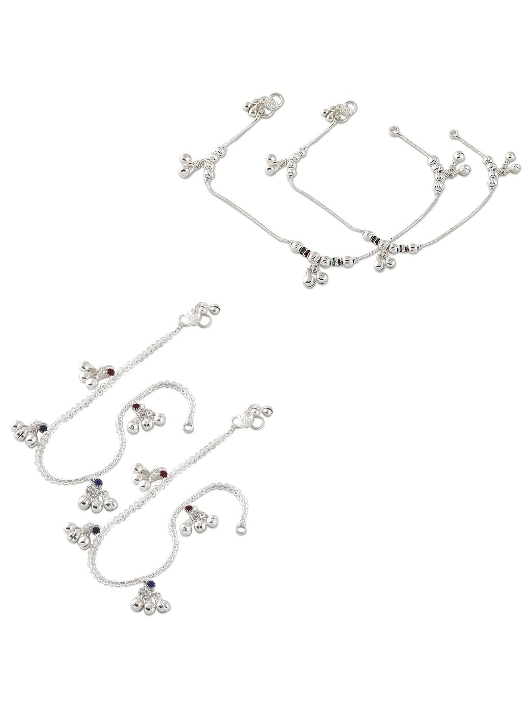 

Heer Collection Set Of 2 Silver-Plated Anklets