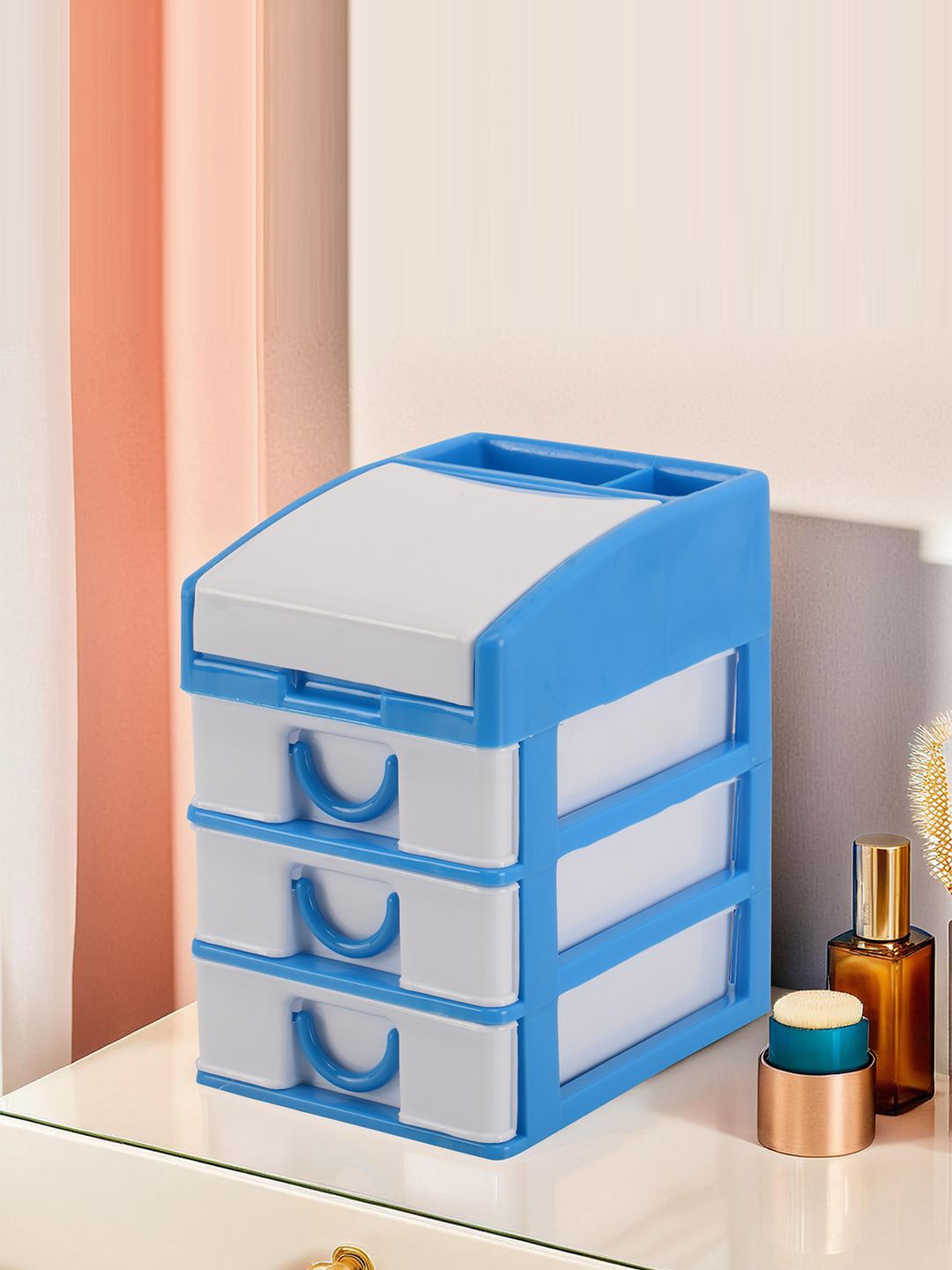 

Kuber Industries Blue Reusable Drawer 4-Layer Drawer Storage Organiser