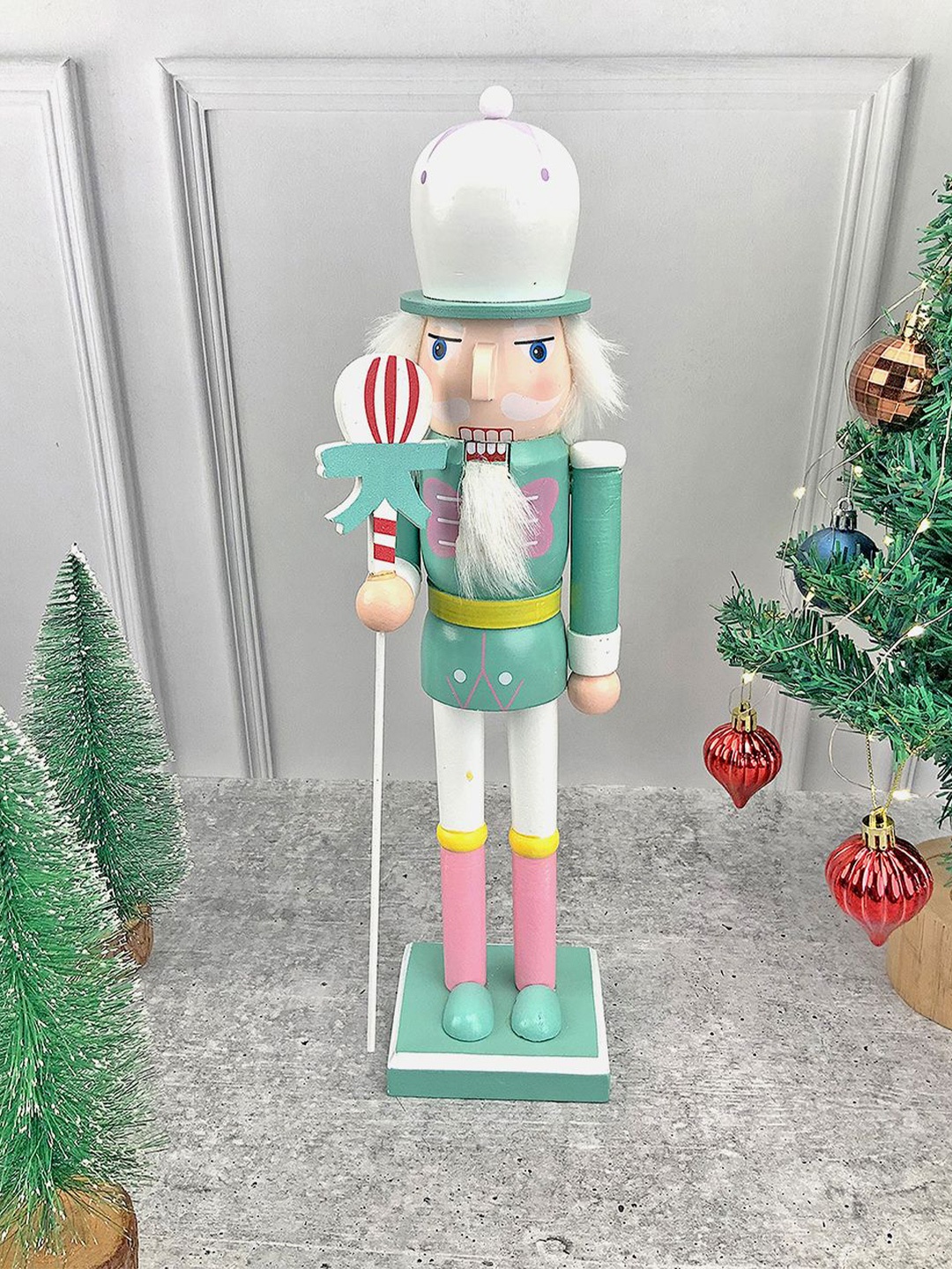 

Little Surprise Box LLP White & Green Wooden Baloon Nutcracker