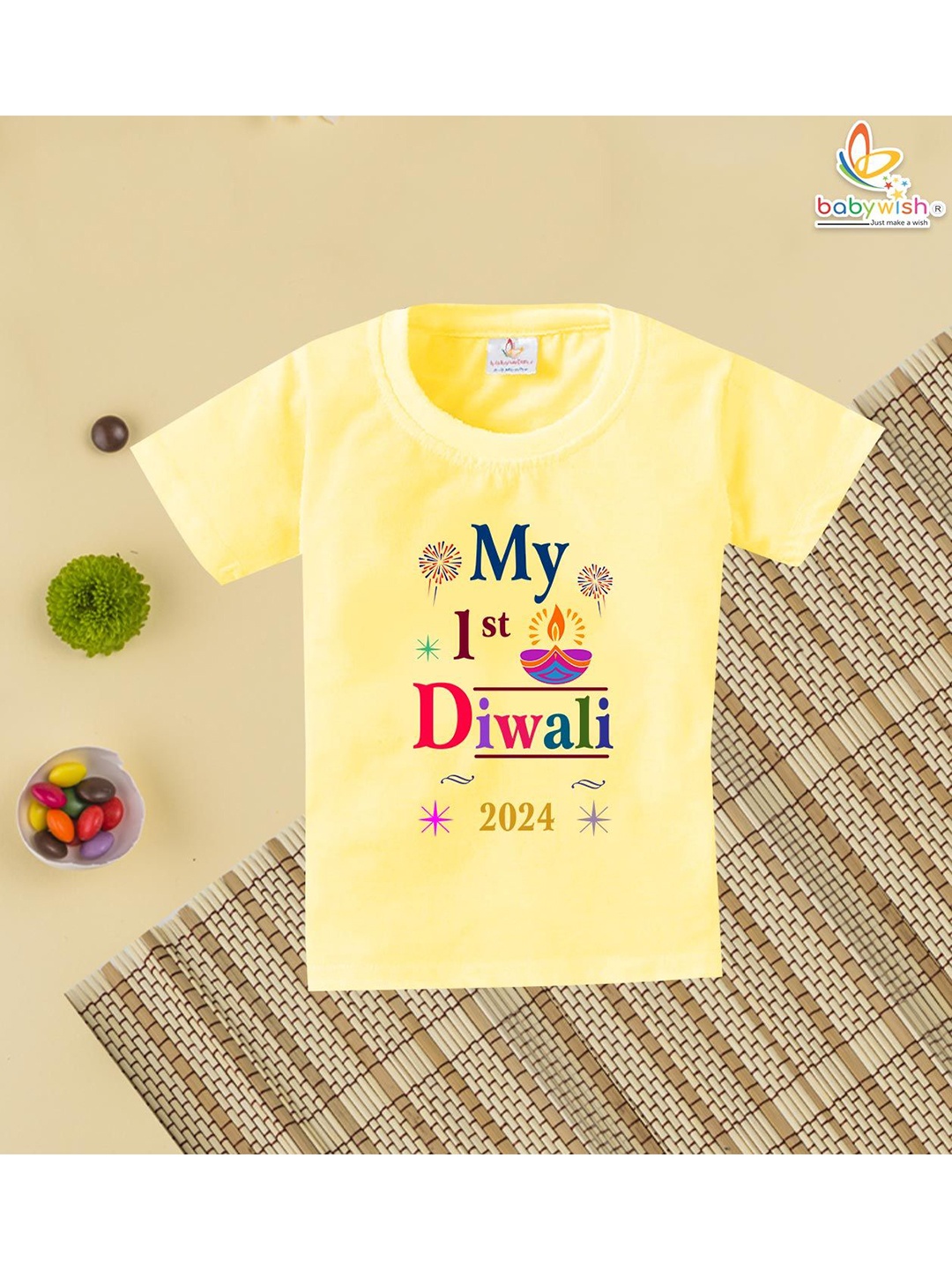

Babywish Unisex Kids Typography Printed Round Neck Cotton T-shirt, Yellow