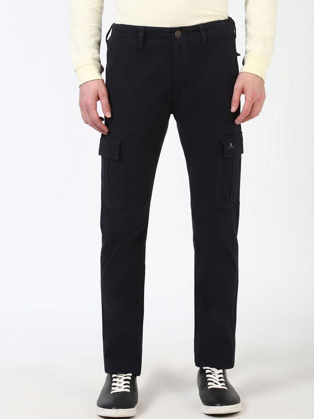 

Peter England Casuals Men Mid-Rise Cargos Trousers, Black