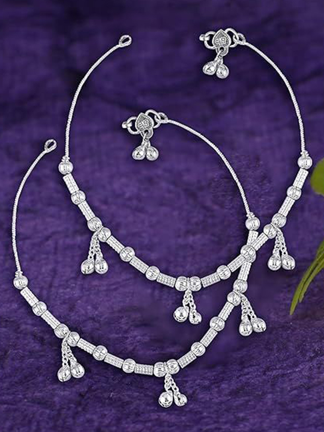 

Heer Collection Silver-Plated Anklets