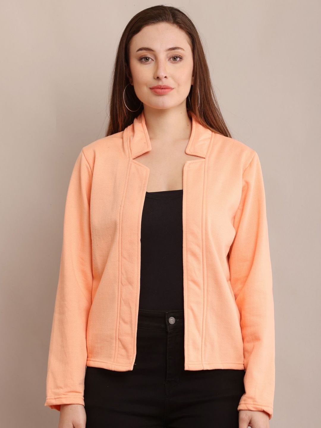 

Raabta Fashion Fleece Open Front Shrug, Peach