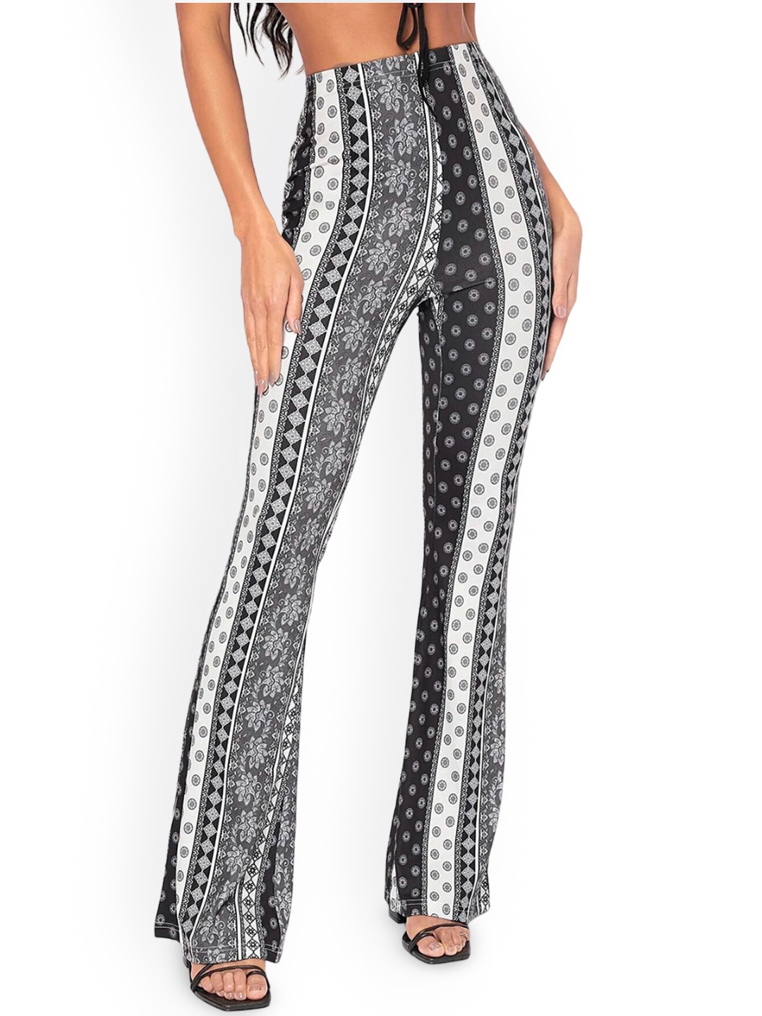 

Stylecast X Slyck Geometric Printed Bootcut Trouser, Grey