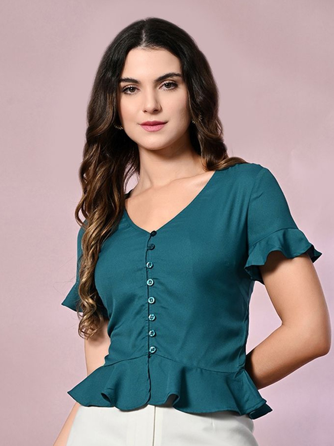 

PRETTY LOVING THING Women Peplum Top, Blue