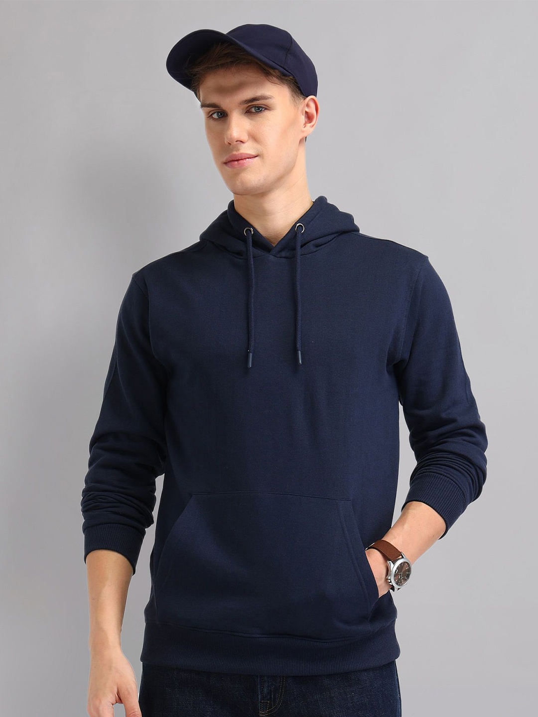 

AD By Arvind Men Slim Fit Solid Sweatshirt, Blue