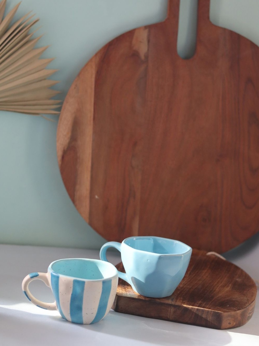 

WEAVING HOMES Blue & White 2 Pieces Printed Ceramic Glossy Cups 220ml