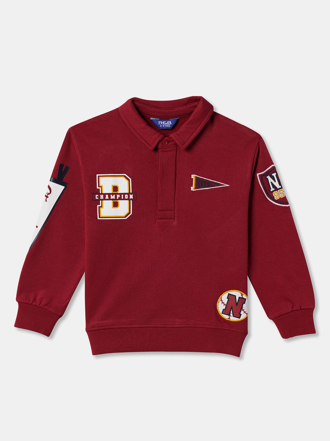

R&B Boys Cotton Casual Sweatshirt, Red