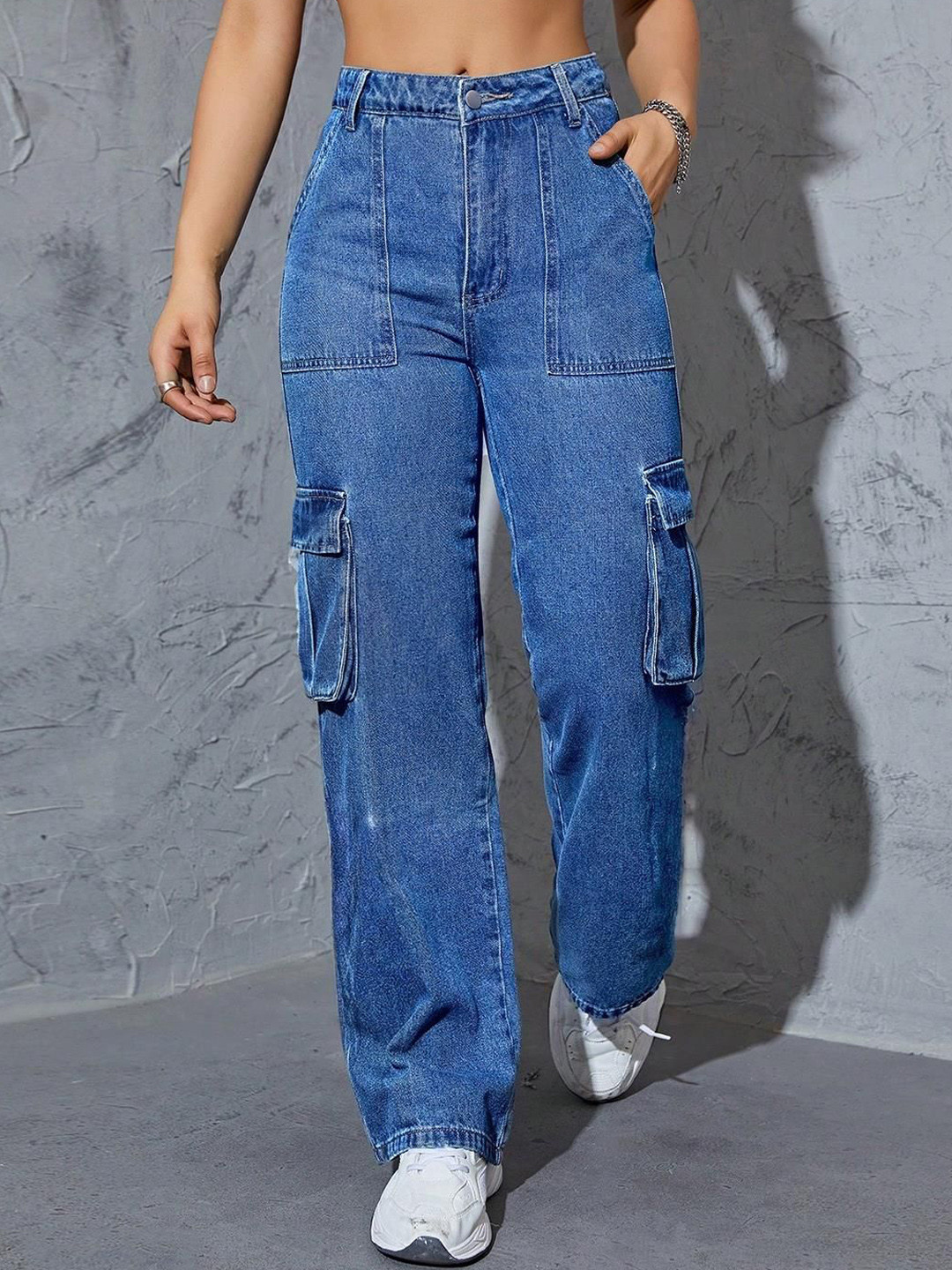 

Stylecast X Kotty Women Jean Straight Fit High-Rise Stretchable Jeans, Blue