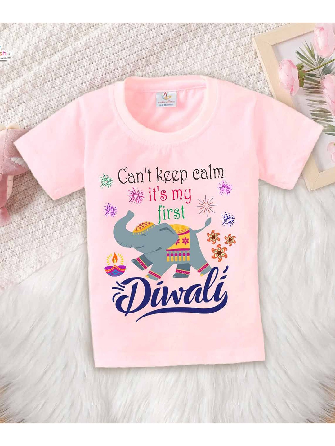 

Babywish Unisex Kids Typography Printed Round Neck Cotton T-shirt, Pink