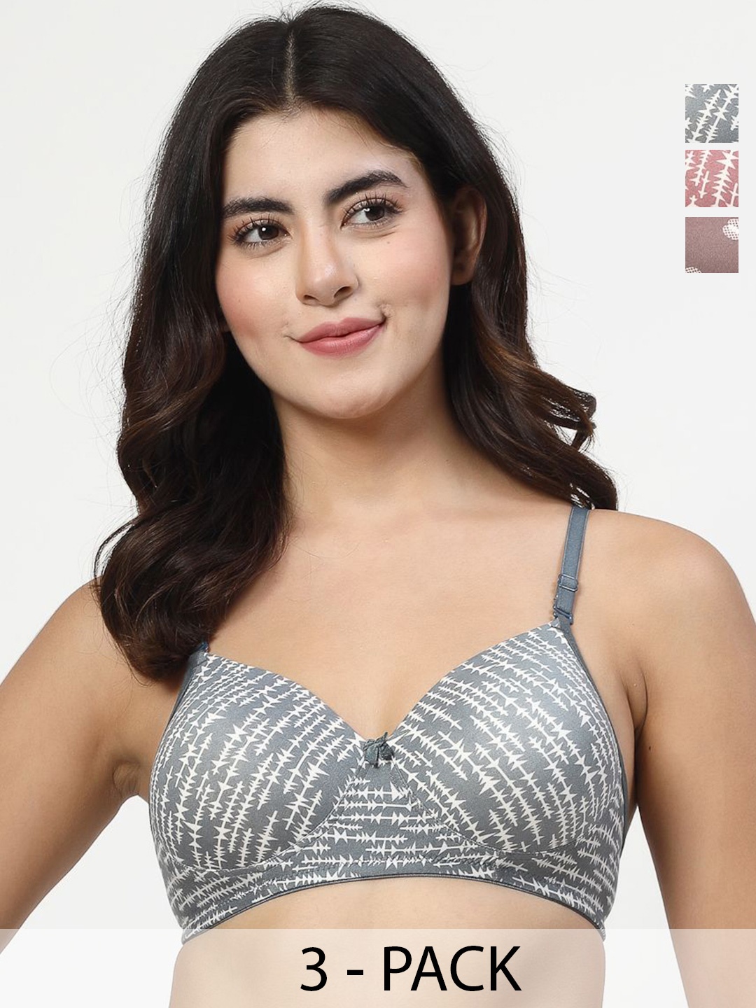 

Docare Pack Of 3 Full Coverage Cotton T-shirt Bra With All Day Comfort, Brown
