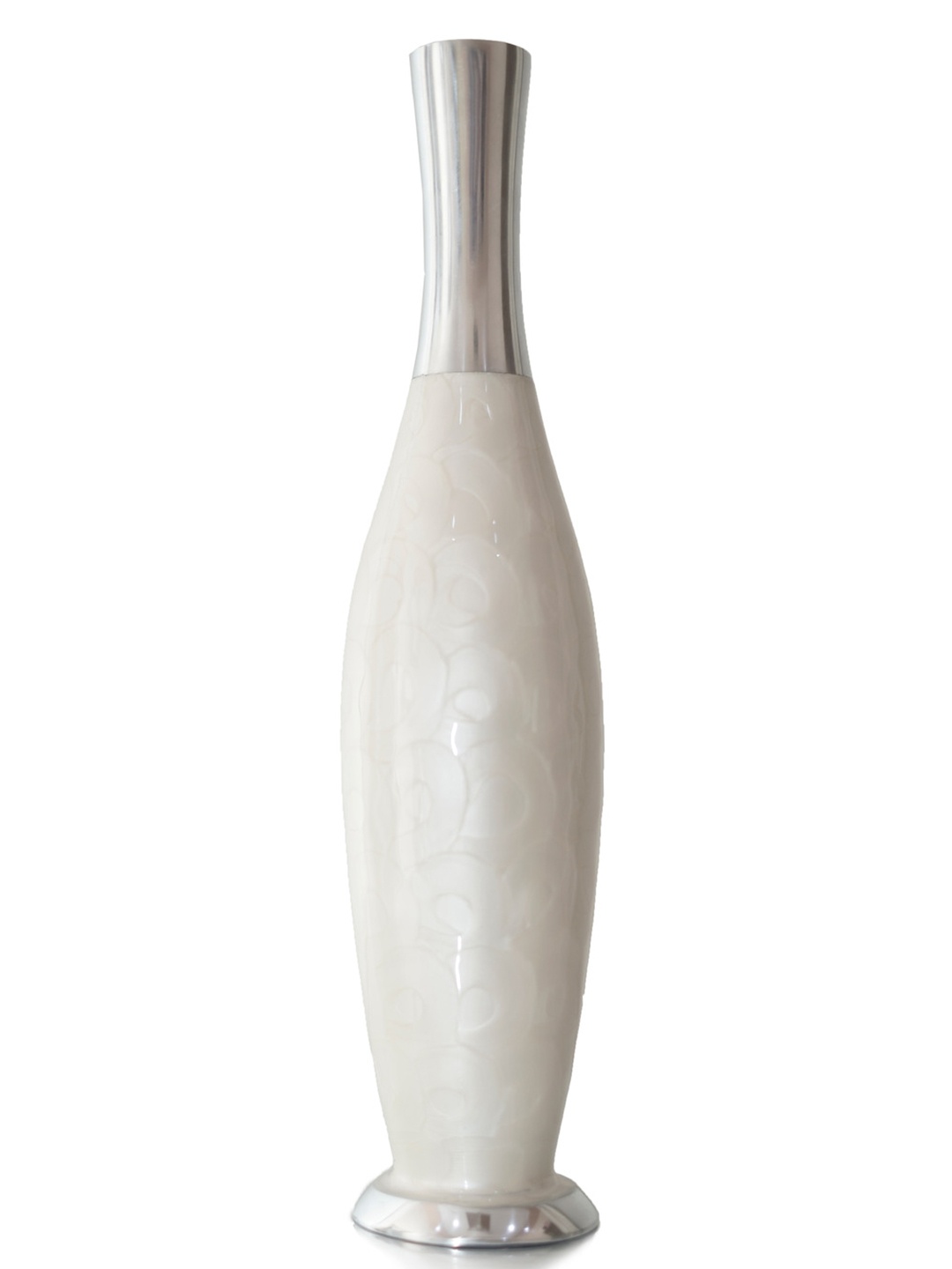 

House of Sajja White Textured Metal Flower Vase