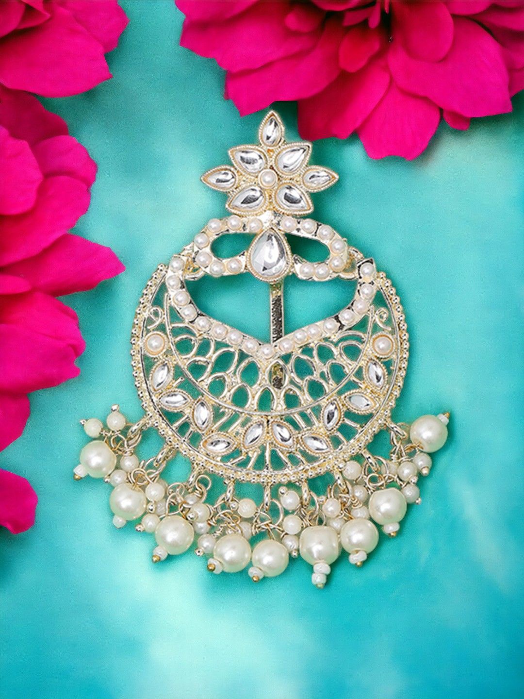 

Anouk Kundan Studded Bun Pin Head Jewellery, Gold