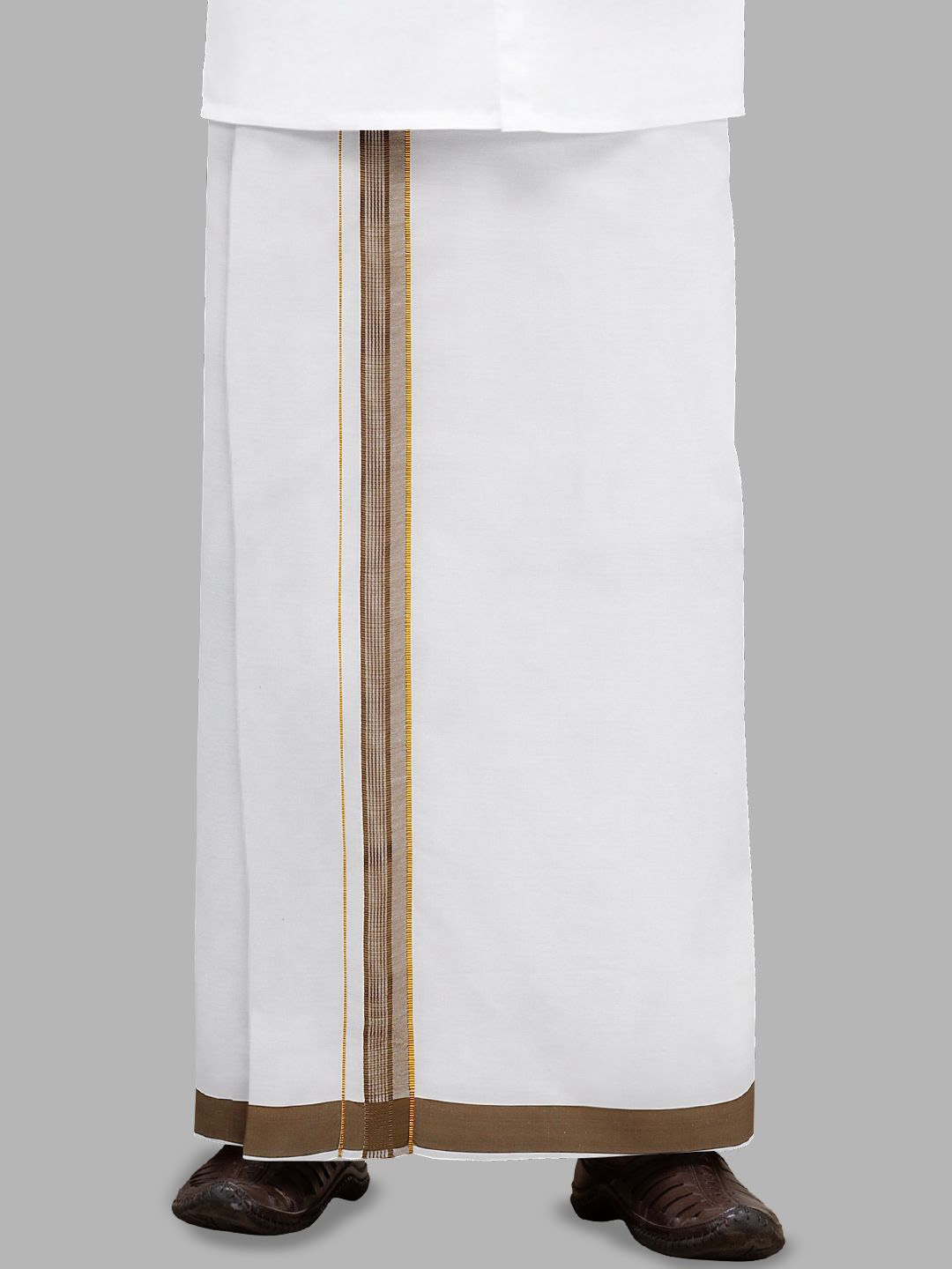 

Ramraj Men Adjustable Pocket Dhotis with Fancy Border, White