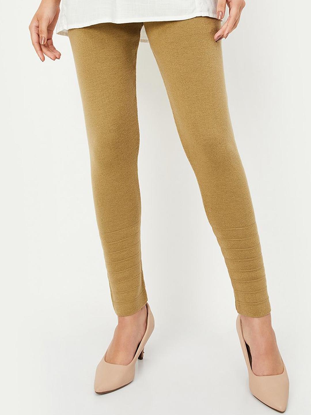 

max Mid-Rise Ankle-Length Leggings, Beige